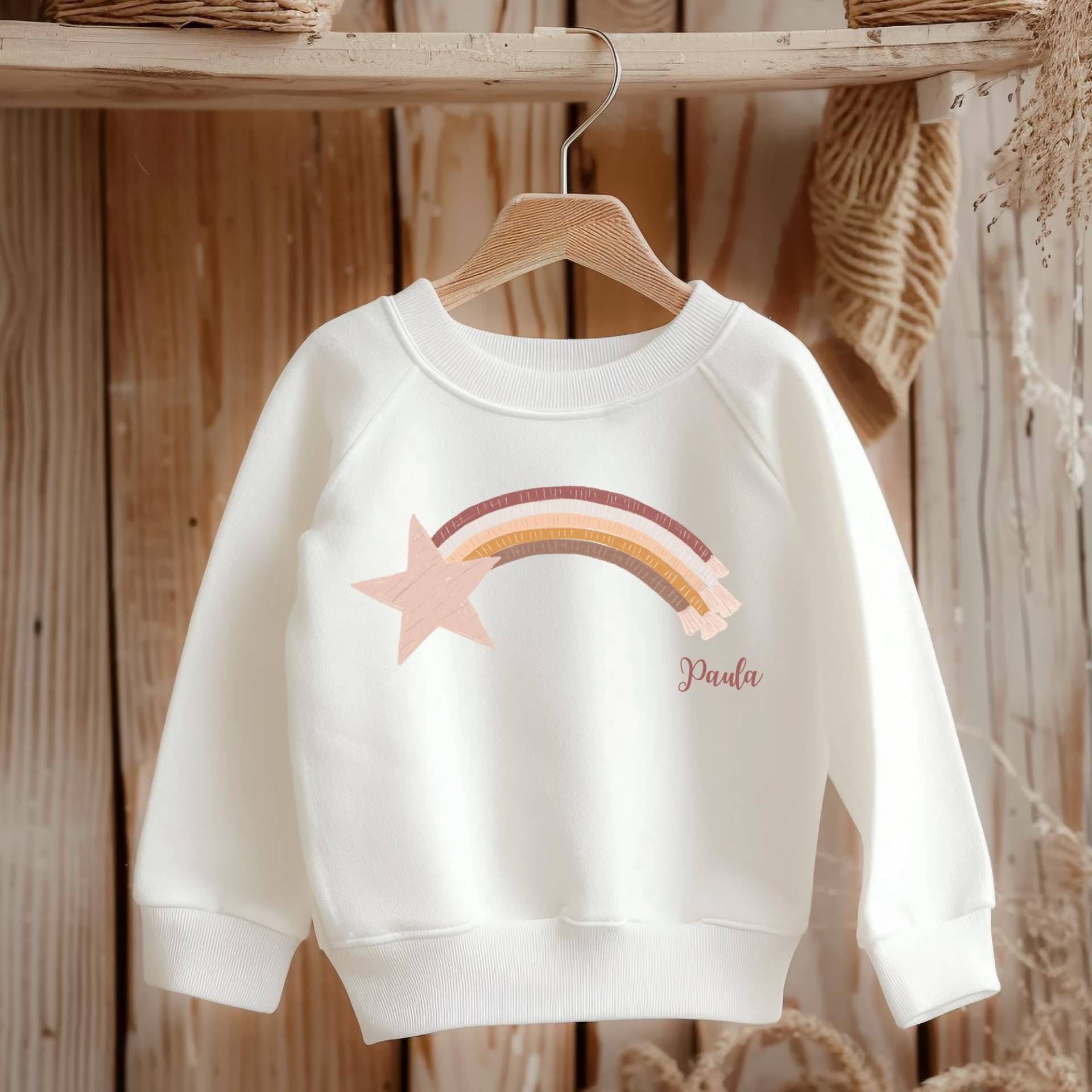 Regenbogen Sweatshirt Personalisiert, Personalisierter Sternschnuppen Pullover, Mädchen, Geschenk Sweater Mädchen von LillabyOriginals