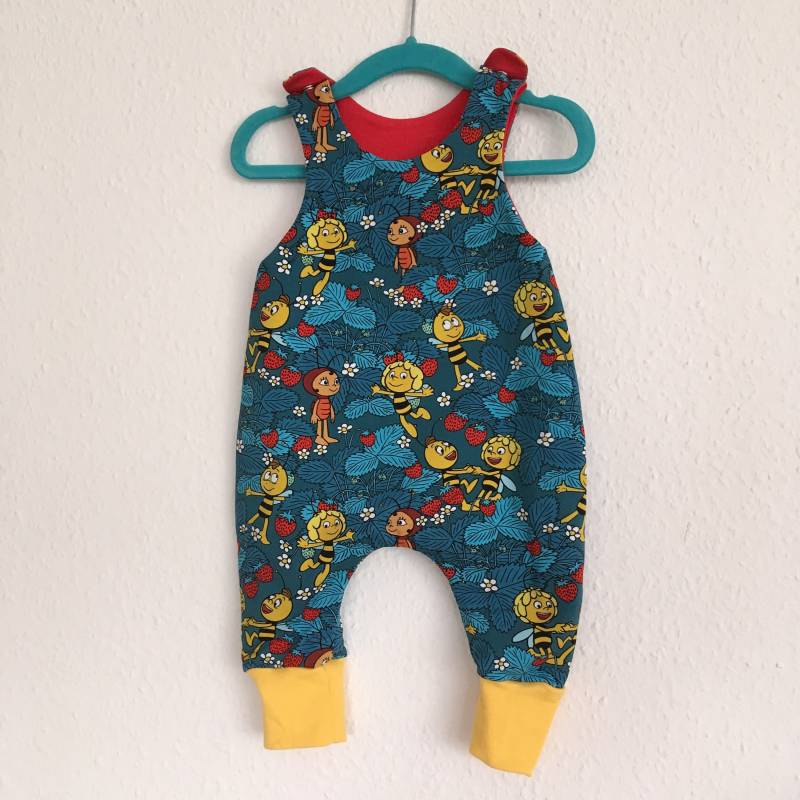 Gefütterter Strampler "Biene Maja Blau" Gr. 50-80 von LilleHimmelAtelier