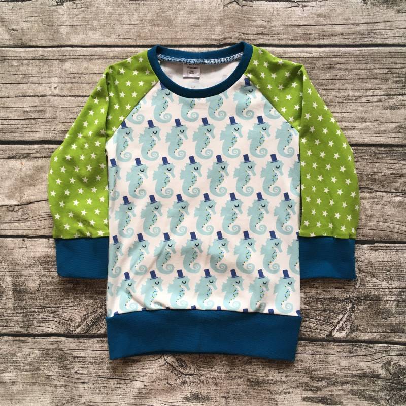 Langarmshirt/Raglanshirt Gr. 86-116 "Seepferdchen" von LilleHimmelAtelier