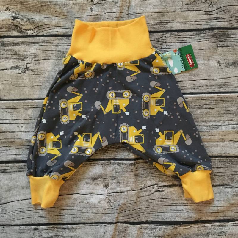 Pumphose "Bagger Grau/Gelb" Gr. 62-104 von LilleHimmelAtelier