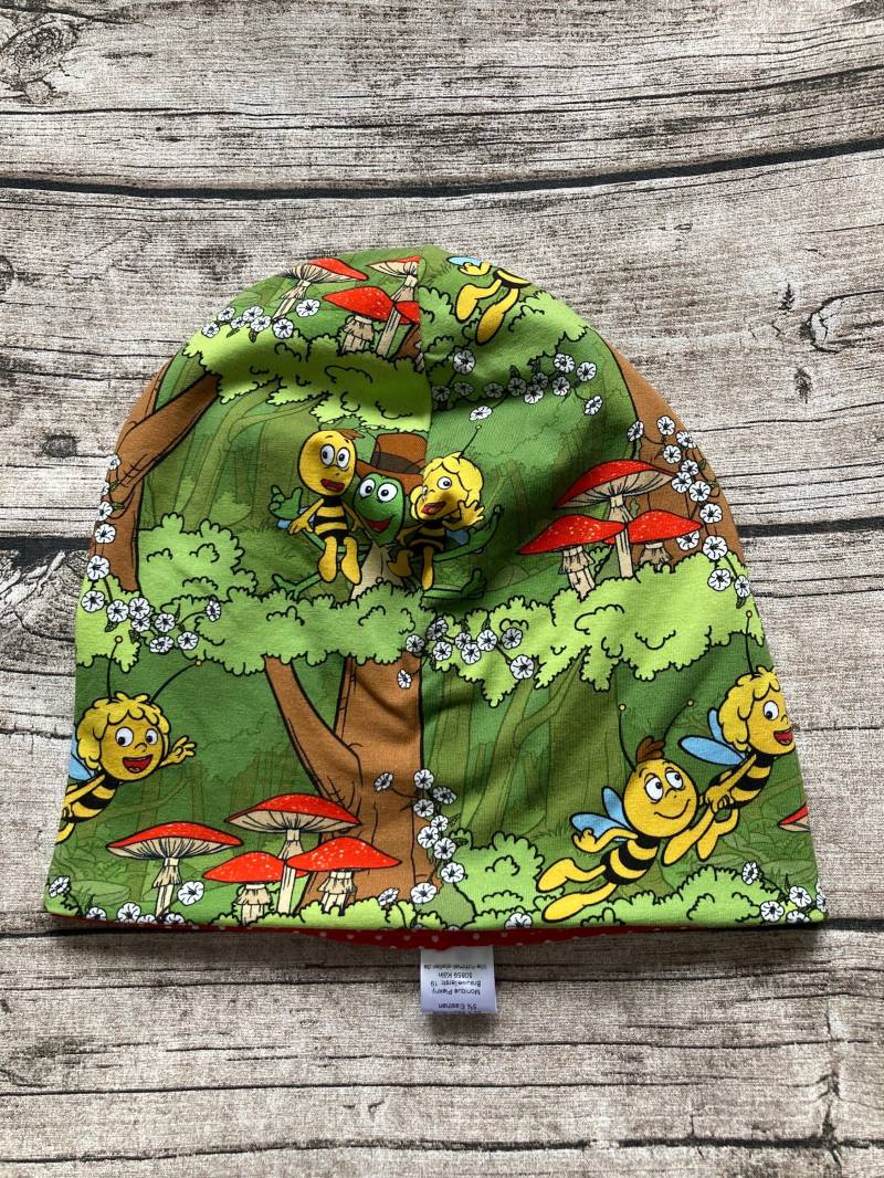 Wende-Beaniemütze „Biene Maja Im Wald" Ab Ku 44cm von LilleHimmelAtelier
