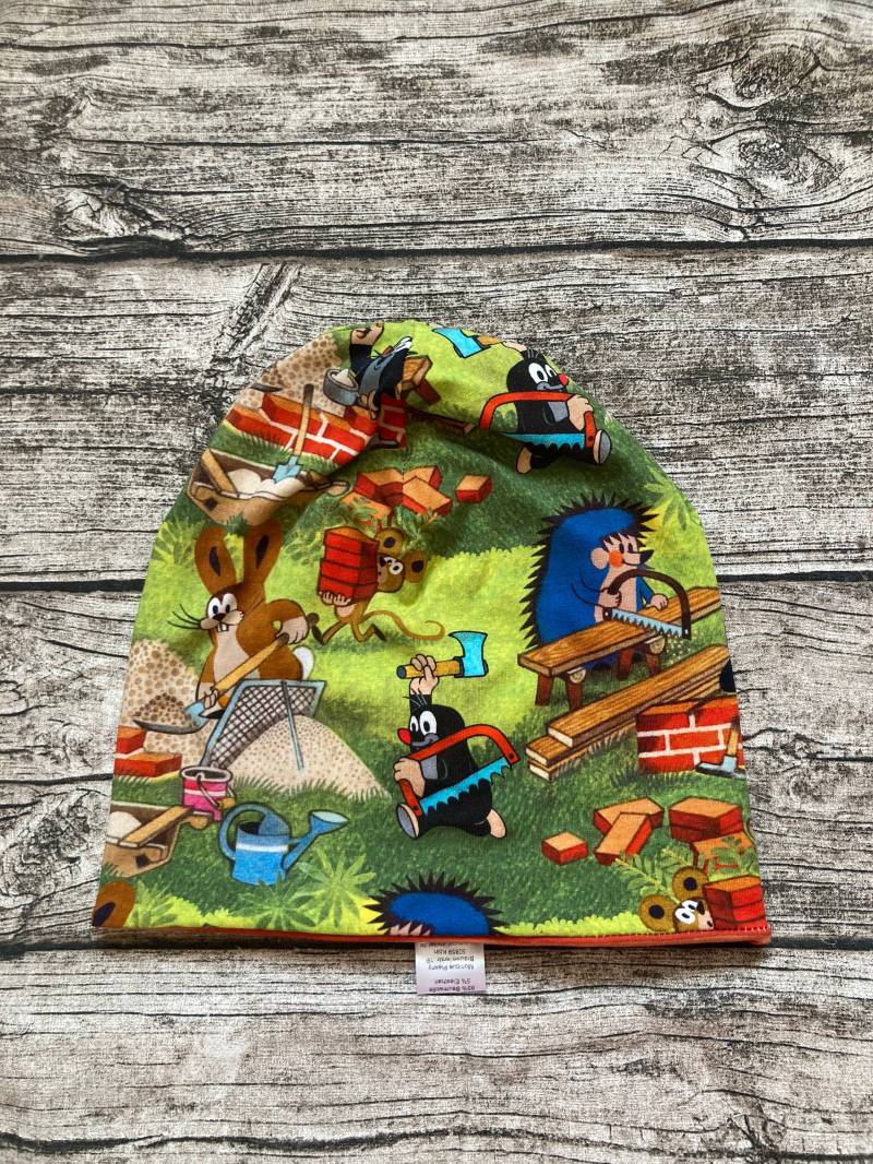 Wende-Beaniemütze „Der Kleine Maulwurf Pauli - Stein Auf Stein" Ab Ku 44cm von LilleHimmelAtelier