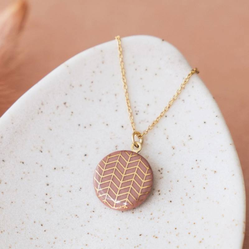 Halskette Mit Porzellan-Anhänger Fischgrät Porzellanschmuck Lille Mus Halskette Mit Porzellan-Anhänger Fischgrät Porzellanschmuck Lille Mus von LilleMusShop