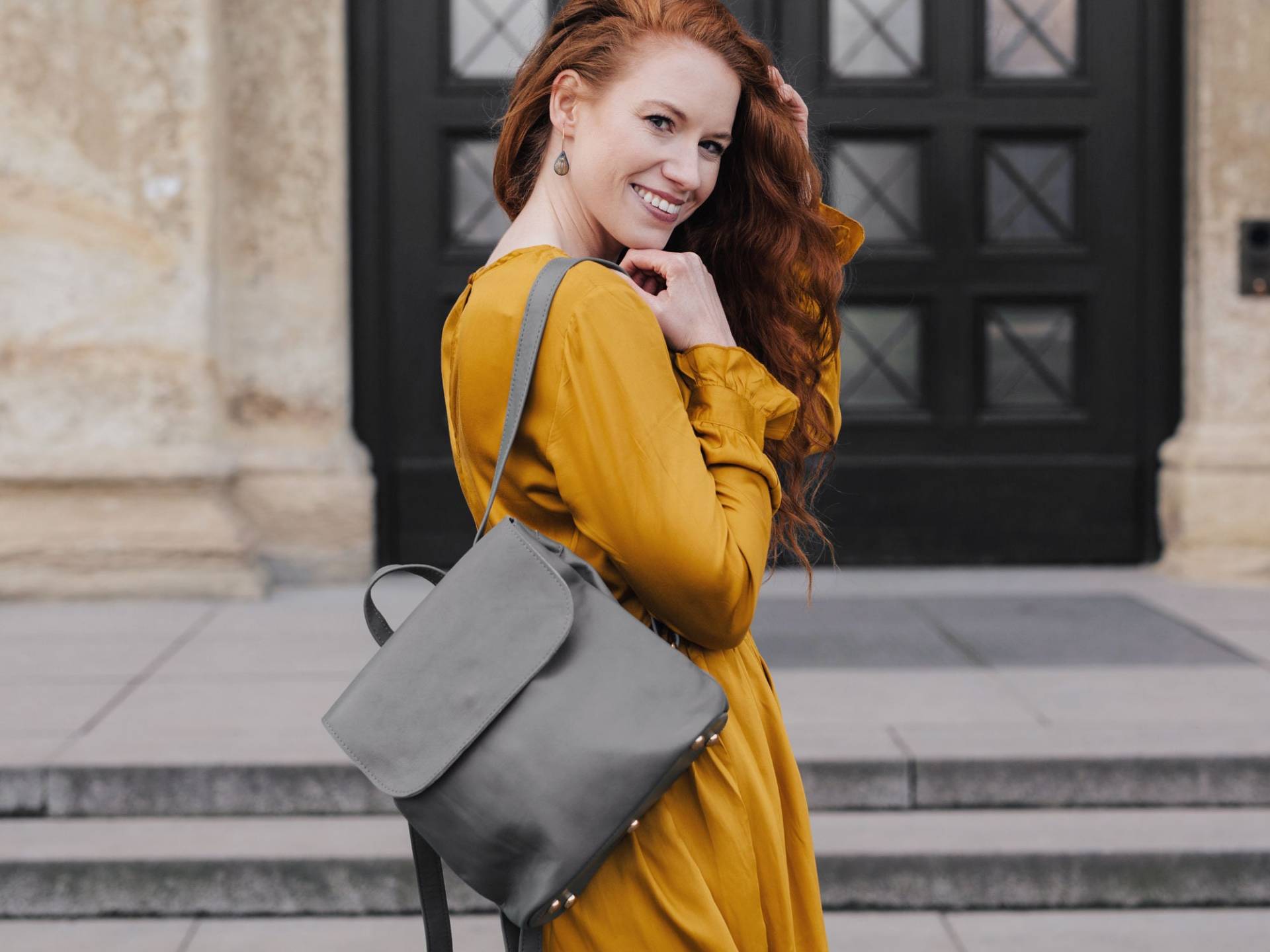 Rucksack Runa - Grau Aus Leder Rucksack Runa - Grau Aus Leder von LilleMusShop
