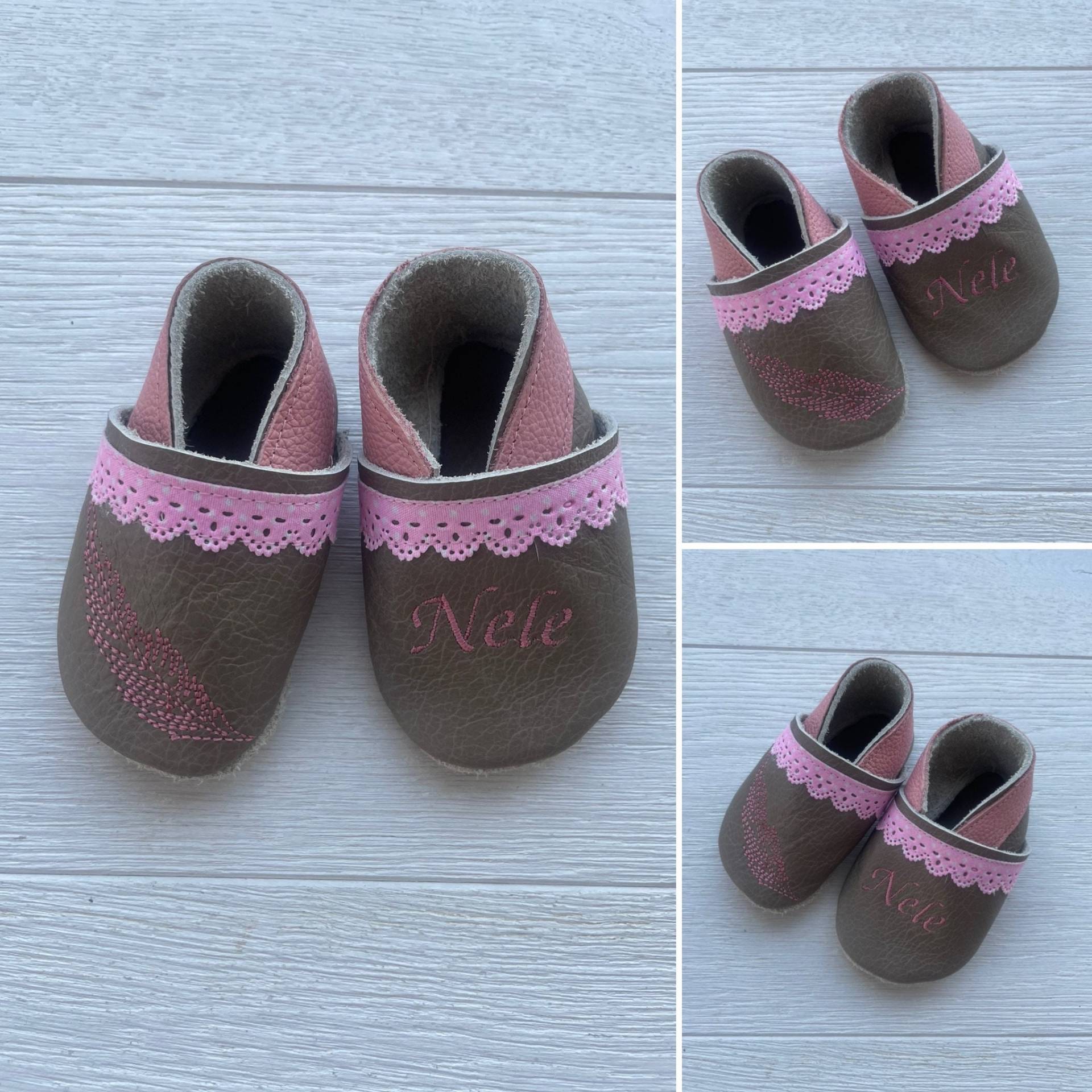 Krabbelschuhe/Lederschuhe Mit Feder Und Name Krabbelschuhe/Lederschuhe Mit Feder Und Name von LillemoreDesign