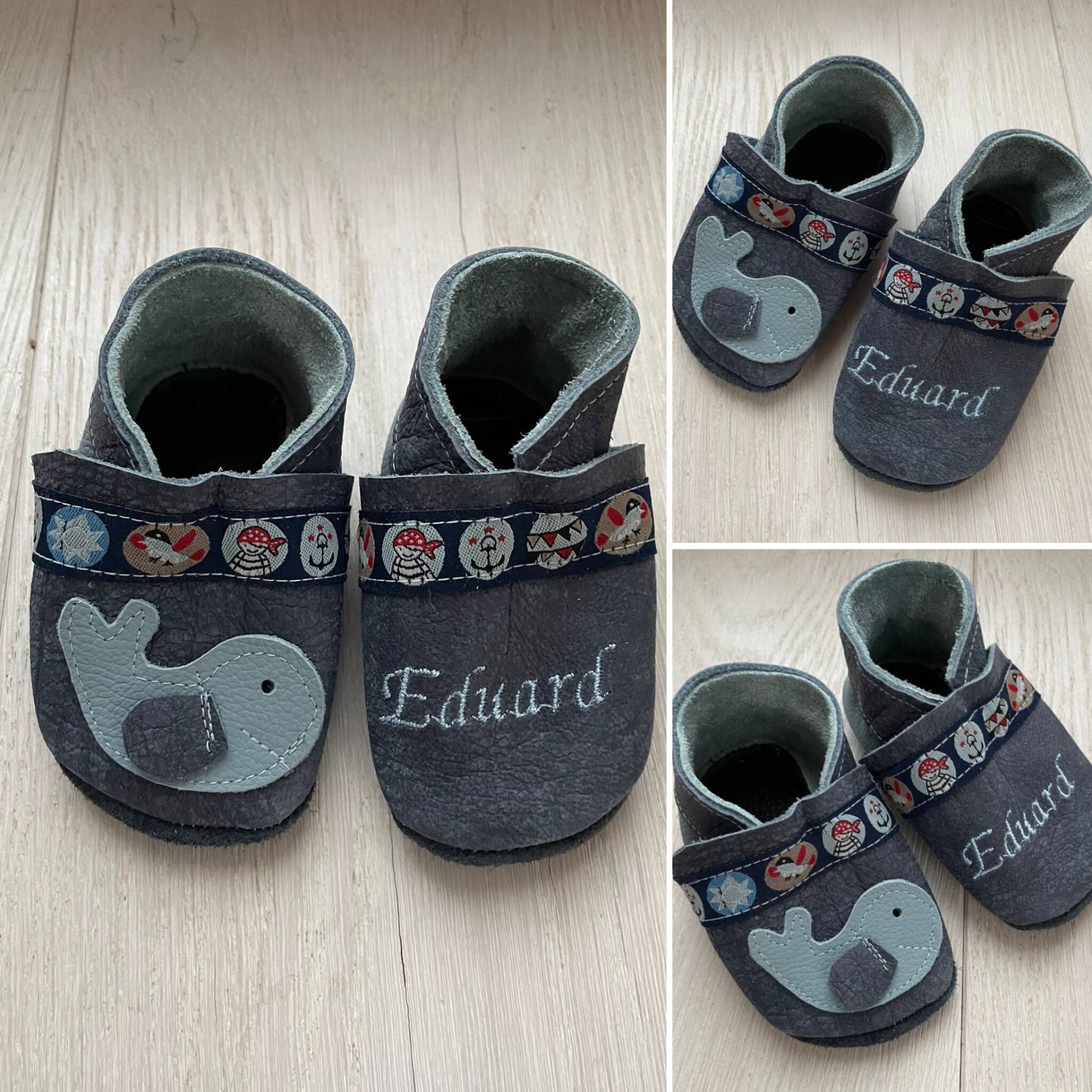 Krabbelschuhe/Lederschuhe Mit Wal Und Namen Krabbelschuhe/Lederschuhe Mit Wal Und Namen von LillemoreDesign