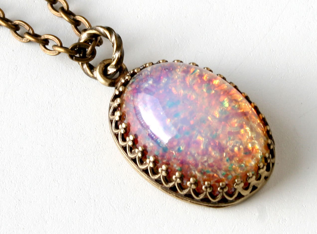 Rosa Feueropal Anhänger Halskette Vintage Oval Glas Opal Goldkette Geschenk Für Sie Lillian Feinen Schmuck Rosa Feueropal Anhänger Halskette Vintage Oval Glas Opal Goldkette Geschenk Für Sie Lillian Feinen Schmuck von LillianFineJewelry