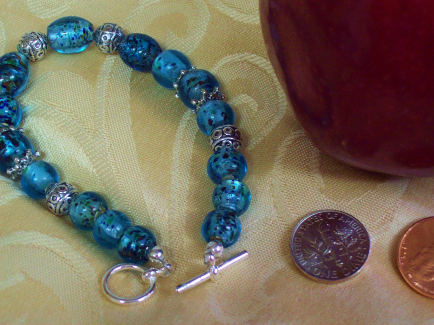Bali Silber & Folie Aqua Lampwork Armband Bali Silber & Folie Aqua Lampwork Armband von LillianTreasures