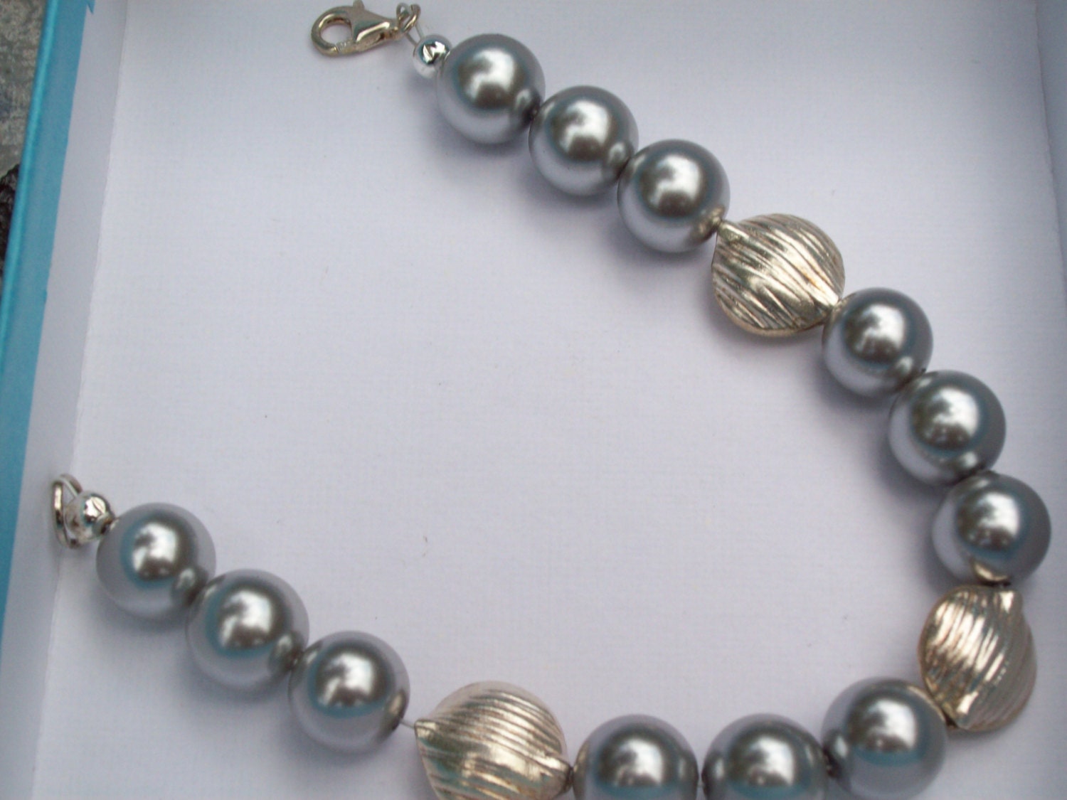 Graue Perle Perlen Und Sterling Silber Armband Graue Perle Perlen Und Sterling Silber Armband von LillianTreasures