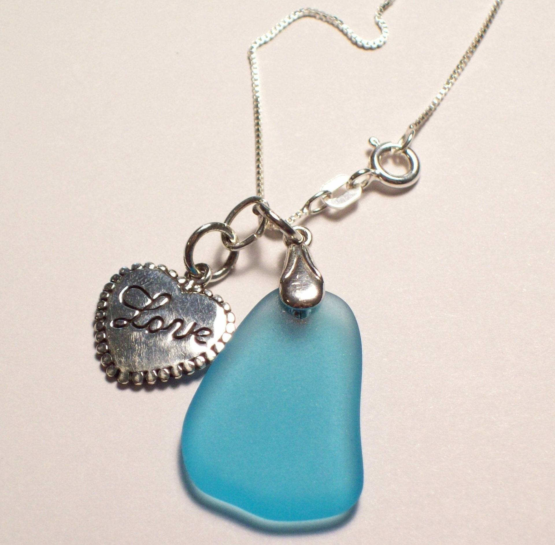Meer Glas Sterling Silber Halskette Meer Glas Sterling Silber Halskette von LillianTreasures