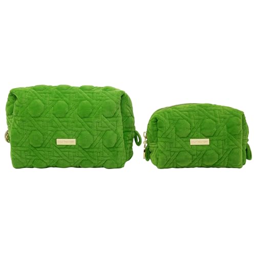 Lilly Pulitzer Goldfarbene gesteppte Reißverschlusstaschen, niedlicher Kosmetikkoffer für Damen, Reise-Kulturbeutel, kleine Tasche für Zubehör, 2er-Set, Make-up oder Toilettenartikel (Peninsula Green) Lilly Pulitzer Goldfarbene gesteppte Reißverschlusstaschen, niedlicher Kosmetikkoffer für Damen, Reise-Kulturbeutel, kleine Tasche für Zubehör, 2er-Set, Make-up oder Toilettenartikel (Peninsula Green) von Lilly Pulitzer