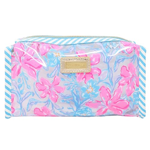 Lilly Pulitzer PVC-Reißverschlusstasche, niedliches Federmäppchen für Erwachsene, Reise-Kulturbeutel, kleine Tasche für Zubehör, Make-up oder Toilettenartikel, Beachside Haven von Lilly Pulitzer