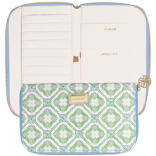 Lilly Pulitzer Reisebrieftasche aus Kunstleder für Damen, Reisepasshülle mit Ausweisfenster, Kartenfächern und Innentaschen (Bambus-Logo-Rankgitter) von Lilly Pulitzer