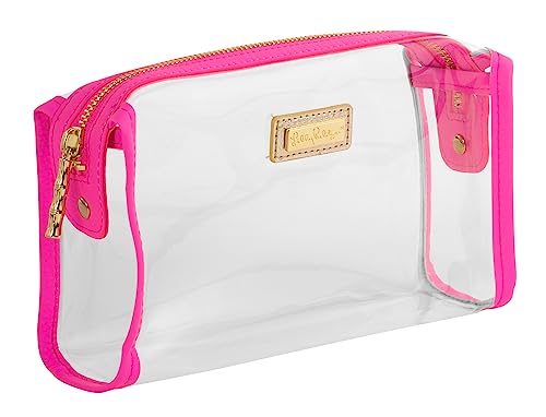 Lilly Pulitzer Transparente Reißverschlusstasche, niedliches Federmäppchen für Erwachsene, Reise-Kulturbeutel, kleine Tasche für Zubehör, Make-up oder Toilettenartikel, Aura Pink von Lilly Pulitzer