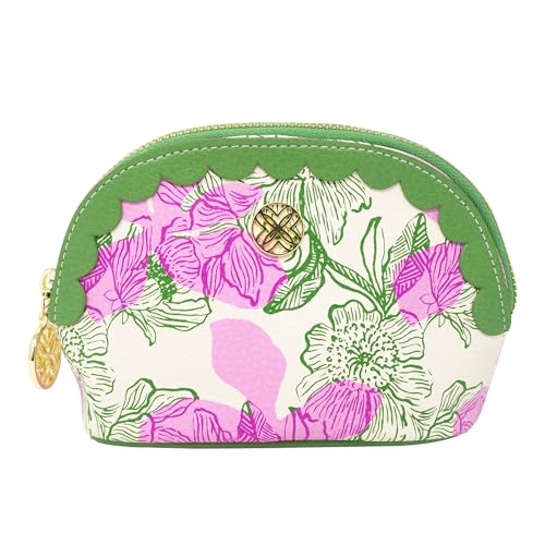 Lilly Pulitzer Veganes Leder Reißverschlusstasche mit Jakobsmuschel Rand, süßes Federmäppchen für Erwachsene, Reise-Kulturbeutel, kleine Tasche für Zubehör, Make-up oder Toilettenartikel (Sunset von Lilly Pulitzer