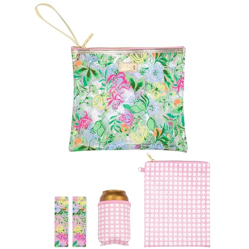 Lilly Pulitzer Wasserabweisende Vinyl-Strandtasche mit Reißverschluss, inklusive Getränkehalter, kleiner Tasche und Handtuch-Clips (via Amore Spritzer) von Lilly Pulitzer