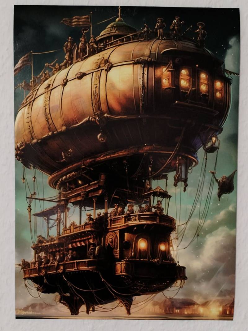 A4 Poster Steampunk Heißluftballon Kinderzimmer Wohnzimmer Jugendzimmer incl.... von Lilly und Leif