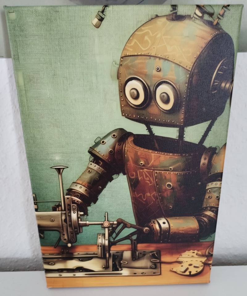 A4 Steampunk Leinwand 20 x 30 cm Roboter 2 Kinderzimmer Wohnzimmer Jugendzimm... von Lilly und Leif