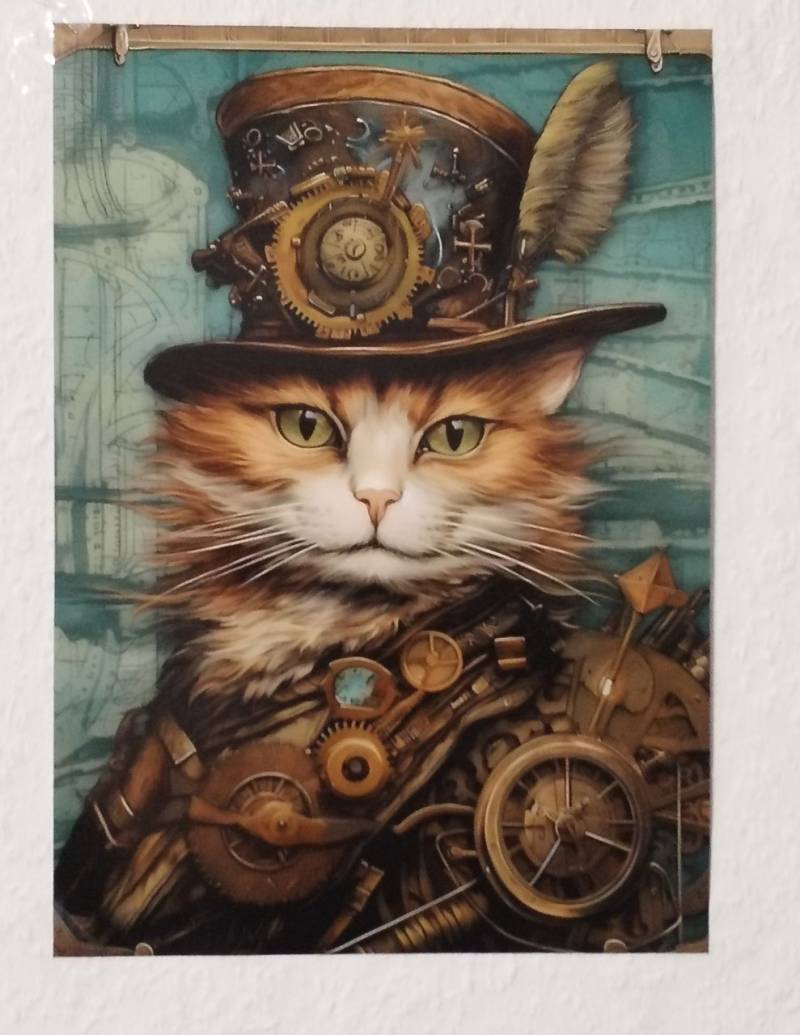 A4 Steampunk Poster Katze Kinderzimmer Wohnzimmer Jugendzimmer incl. Versand von Lilly und Leif