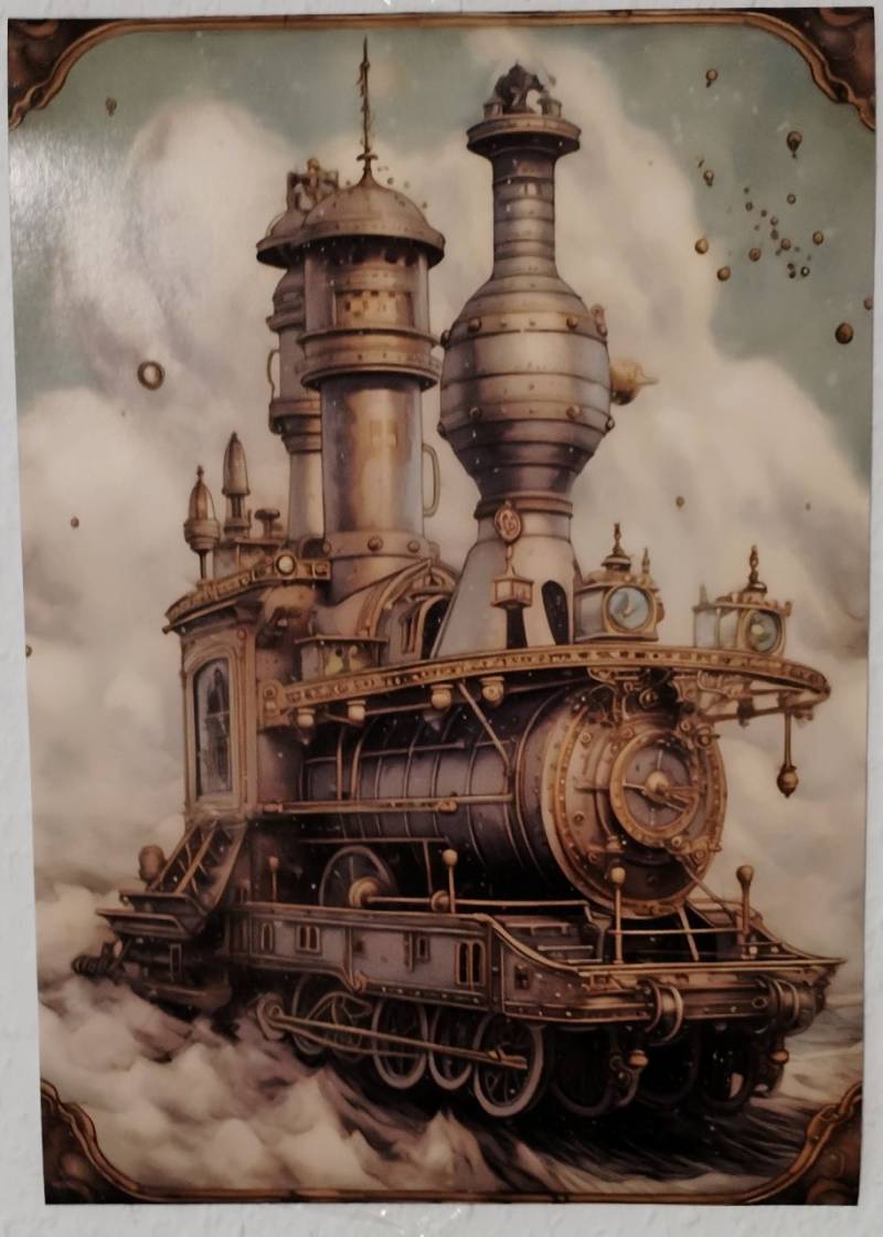 A4 Steampunk Poster Zug Kinderzimmer Wohnzimmer Jugendzimmer incl. Versand von Lilly und Leif