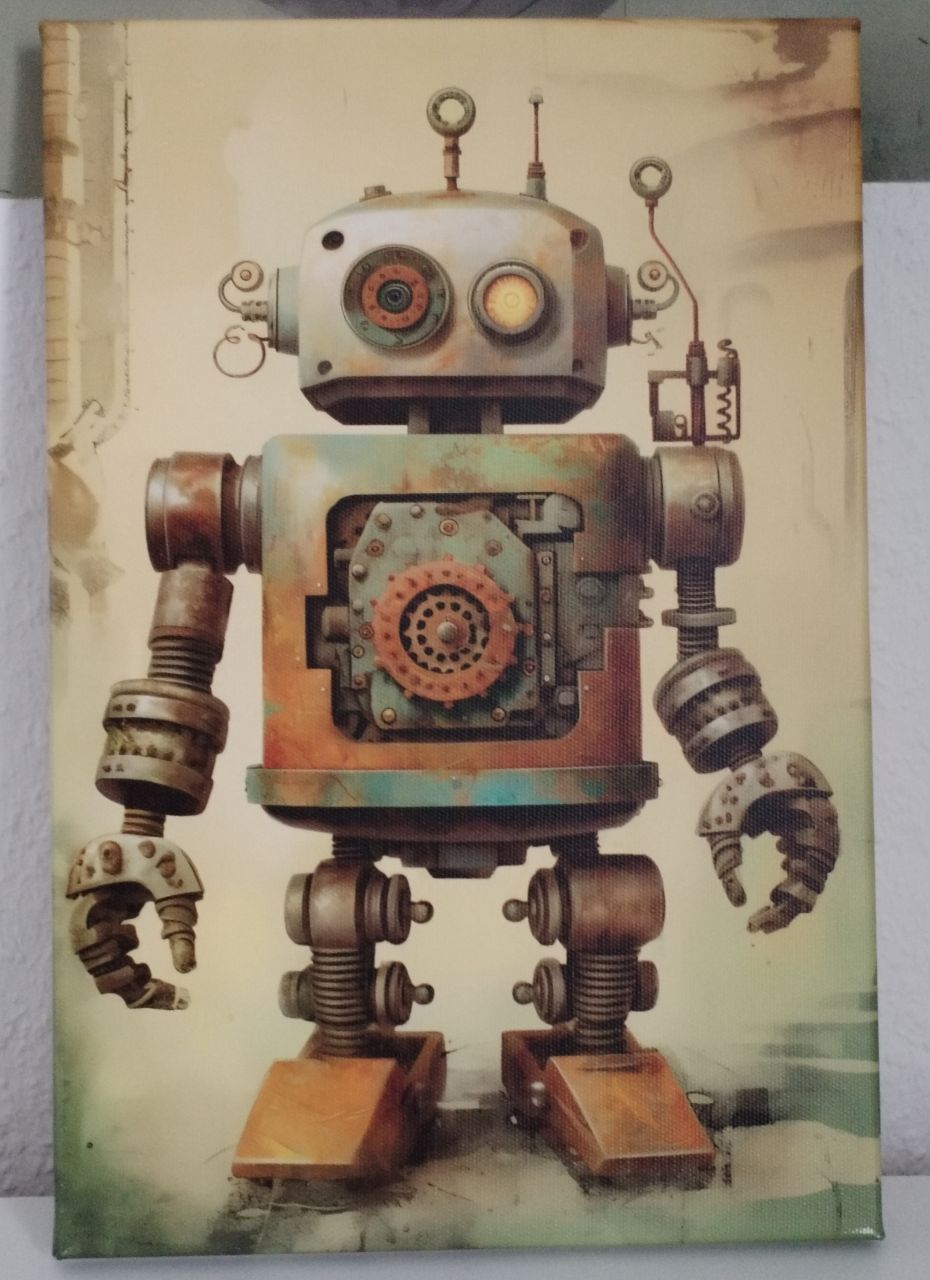 Steampunk Leinwand 20 x 30 cm Roboter Kinderzimmer Wohnzimmer Jugendzimmer in... von Lilly und Leif