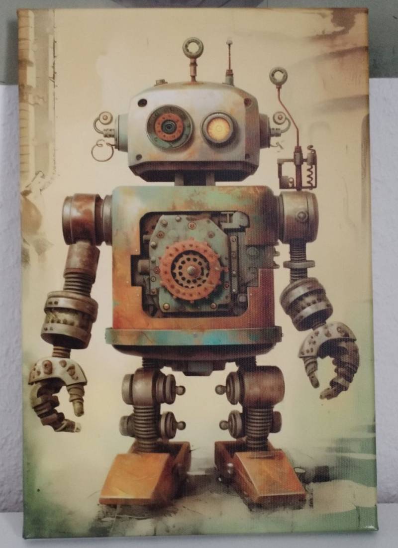 Steampunk Leinwand 20 x 30 cm Roboter Kinderzimmer Wohnzimmer Jugendzimmer in... von Lilly und Leif
