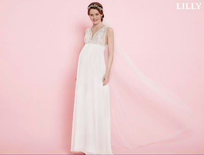 Lilly Umstandsbrautkleid 08-2609-CRT - ivory - 44 von Lilly