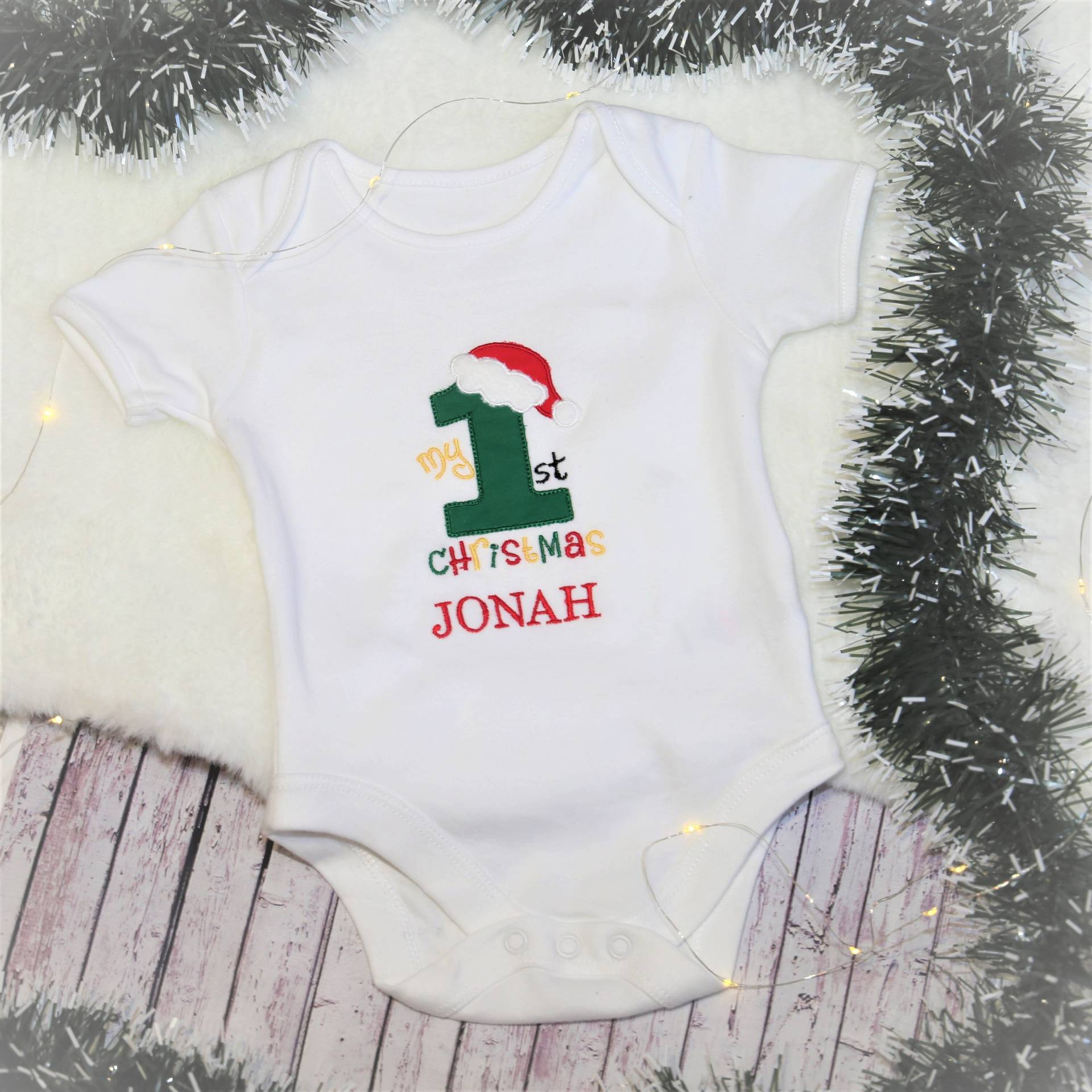 Personalisierte Weihnachtsweste Bodysuit Babygrow My First Christmas Baby Es Personalisierte Weihnachtsweste Bodysuit Babygrow My First Christmas Baby Es von LillyDesignBabyShop