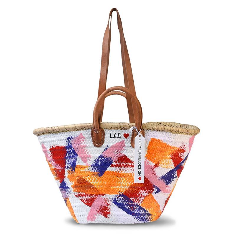 Korbtasche, Abstraktes Design, Ledergriffe von LillyKunkelDesign