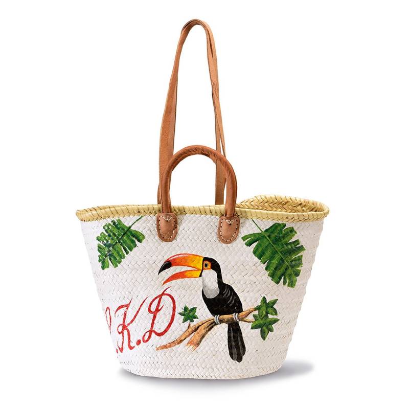 Monogramm Korbtasche Jungle, Ledergriffe von LillyKunkelDesign