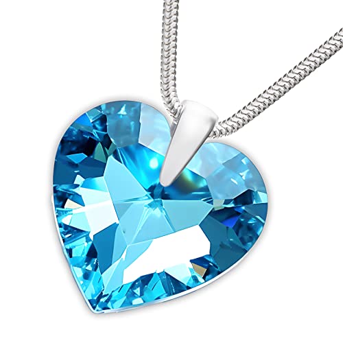LILLY MARIE Silberne Damen Halskette Mit Herzanhänger In Strahlendem Blau von LILLY MARIE