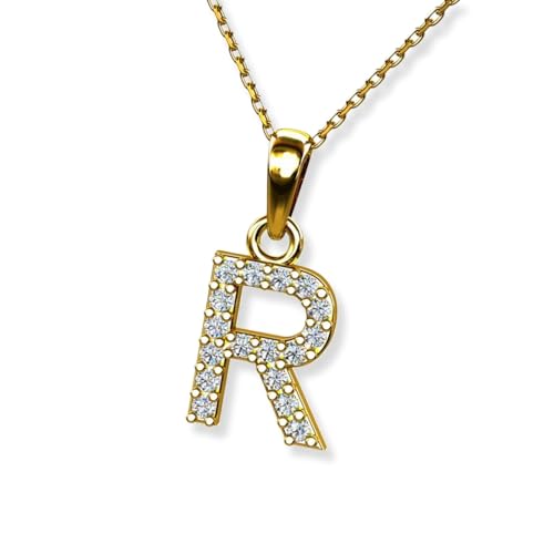 LILLY MARIE Klassische 333 Gold Damen Halskette Mit R Anhänger Und Verstellbarer Ankerkette von LILLY MARIE