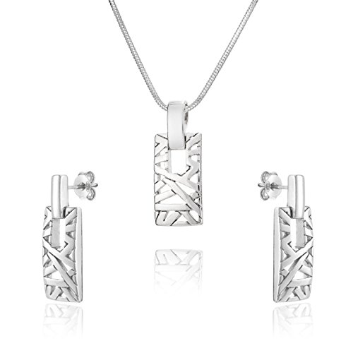 LillyMarie Damen Schmuck Set echt Silber 925 Anhänger Rechteck längen-verstellbar Schmucketui Kleine Geschenke von LillyMarie