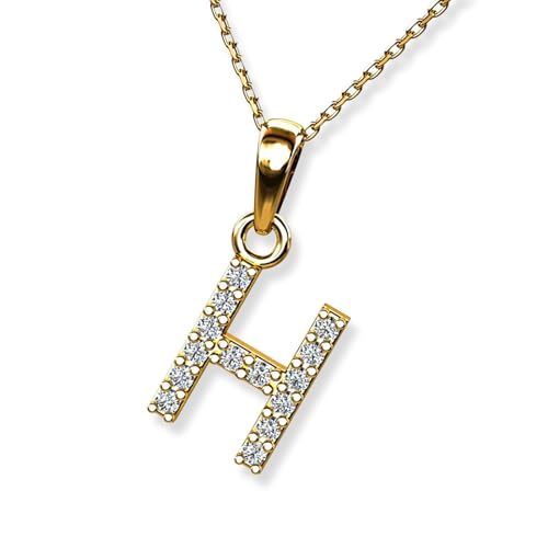 LILLY MARIE Goldene Halskette Mit Buchstabenanhänger Aus 333er Gold Und Funkelnden Steinen von LILLY MARIE