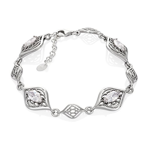 LILLY MARIE Damen Armband echt Silber 925 Zirkonia farblos Länge flexibel Schmucketui Geschenke von LILLY MARIE