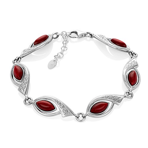 LILLY MARIE Damen Armband Silber 925 Goldfluss rot Länge flexibel Geschenkverpackung Geschenkideen für die Mama von LILLY MARIE