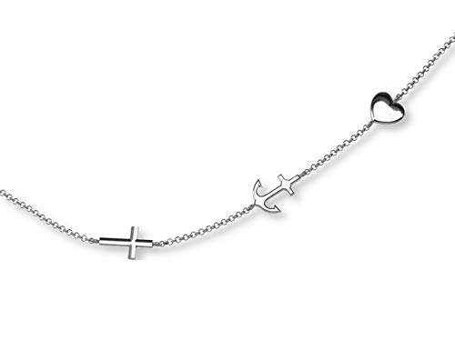 Damen feine Silberkette echt Silber 925 Glaube Liebe Hoffnung -Anhänger Glücksbringer längen-verstellbar Schmuck-Beutel Geschenk für Frauen von LILLY MARIE