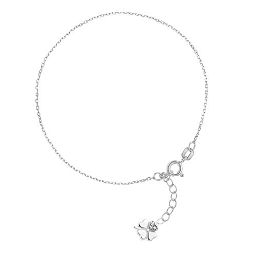 Damen Mädchen Silber-Fusskettchen Sterling-Silber 925 Swarovski Elements Kristall silber Länge flexibel Satin-Beutel Geschenk Freundin von LILLY MARIE