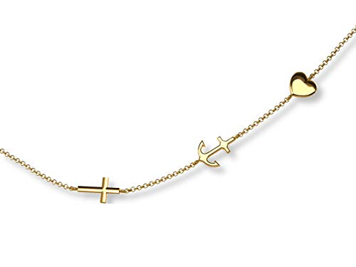 Damen Echtgold Glaube Liebe Hoffnung Kette Gold 333 längen-verstellbar Schmucketui Geschenk Freundin von LILLY MARIE