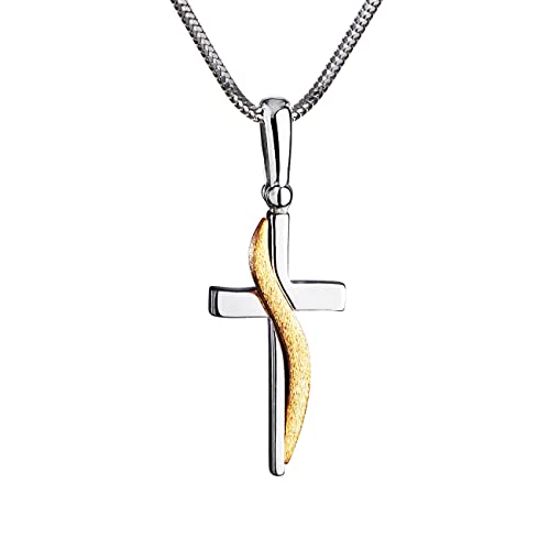 Damen Hals-Silberkette Silber 925 Kreuz-Anhänger vergoldet längen-verstellbar Schmucketui Geschenke von LILLY MARIE