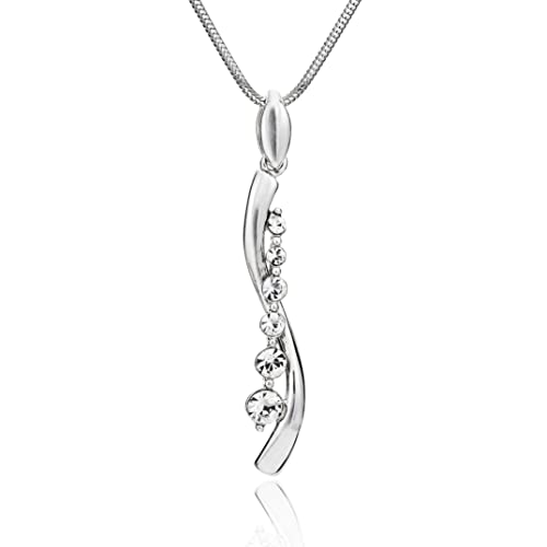 Damen Hals-Kette Silber 925 Anhänger Welle mit Swarovski Elements Kristallen längen-verstellbar Geschenkverpackung Frauen Geschenk von LILLY MARIE