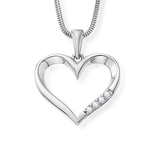 Damen Halskette echt Silber 925 Swarovski Elements Herz-Anhänger Herzkette klar längen-verstellbar Schmucketui Partner Geschenke von LILLY MARIE