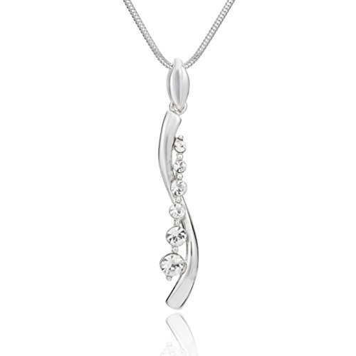 Damen Hals-Kette Sterling-Silber 925 Anhänger Welle mit Swarovski Elements Kristallen längen-verstellbar Schmucketui Geschenkideen für Frauen von LILLY MARIE