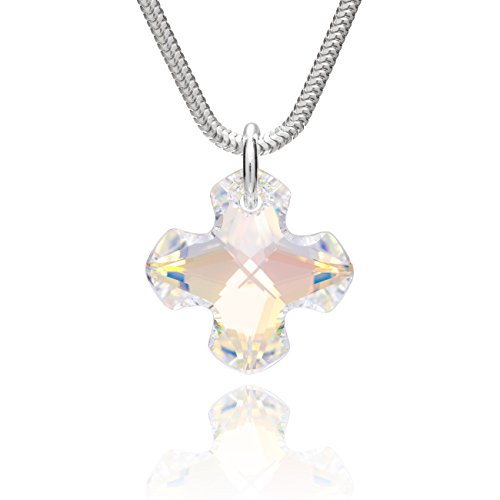 Damen Halskette Silber 925 Swarovski Elements Kreuz-Anhänger crystal längen-verstellbar Schmucketui Schöne Geschenke für Frauen von LILLY MARIE