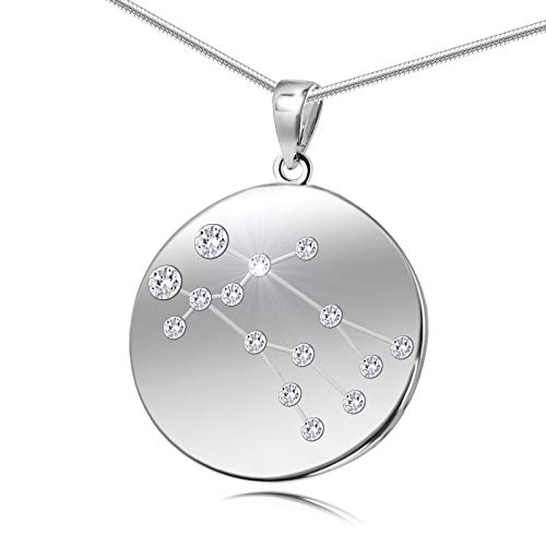 Damen Hals-Silberkette Sterling-Silber 925 Swarovski Elements Sternzeichen-Anhänger Zwillinge längen-verstellbar Schmucketui Kleine Geschenke für Frauen von LILLY MARIE