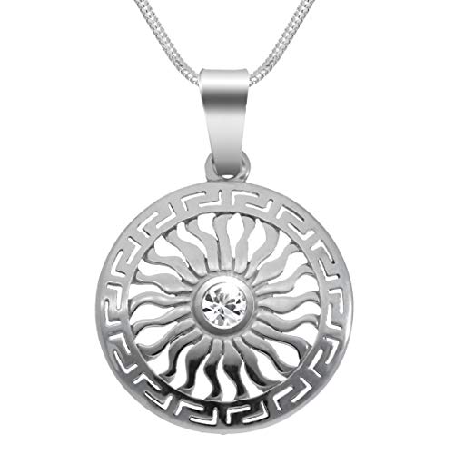 Damen Halskette Silber 925 Swarovski Elements Sonnen-Anhänger Maya Amulett klar längen-verstellbar Schmucketui Geschenk für Freundin von LILLY MARIE