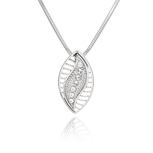 Damen massive Halskette Silber 925 Anhänger oval Swarovski Elements längen-verstellbar Geschenkverpackung Geschenk für Frauen von LILLY MARIE