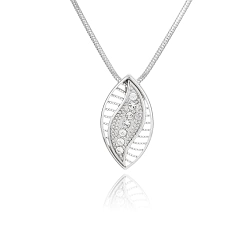 LILLY MARIE Damen Halskette Mit Verstellbarer Silberkette Und Strahlendem Kristallanhänger von LILLY MARIE