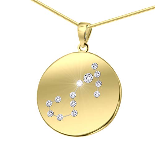 Damen massive Halskette vergoldet Silber Gold Beschichtet Swarovski Elements Sternzeichen-Anhänger Skorpion längen-verstellbar Schmucketui Geschenk für Frauen von LILLY MARIE