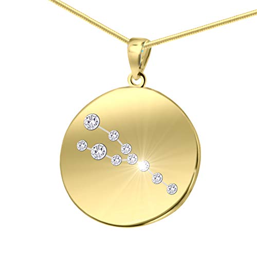 Damen massive Halskette vergoldet Silber Gold Beschichtet Swarovski Elements Sternzeichen-Anhänger Stier längen-verstellbar Geschenkverpackung Geschenk für Frauen von LILLY MARIE